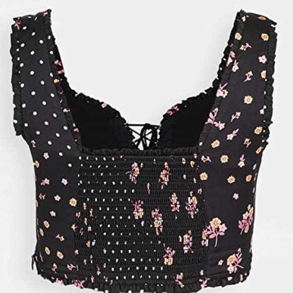 NWT - For Love and Lemons Camellia black Crop Top - Picture 3 of 7